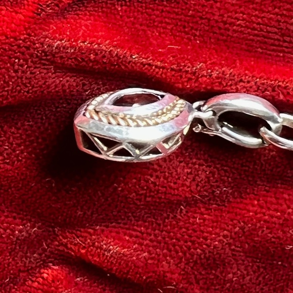 Garnet 925 W/ 18K Accents Italy Pendant W/ 925 Adjustable Italy Rolo 18" Chain - Picture 7 of 15